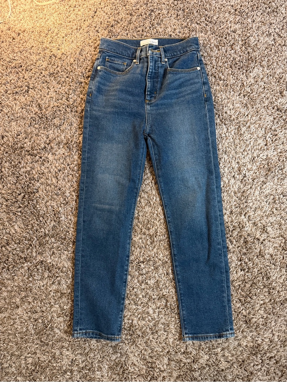 LOFT Women's High-Rise Straight Jeans in Blue
